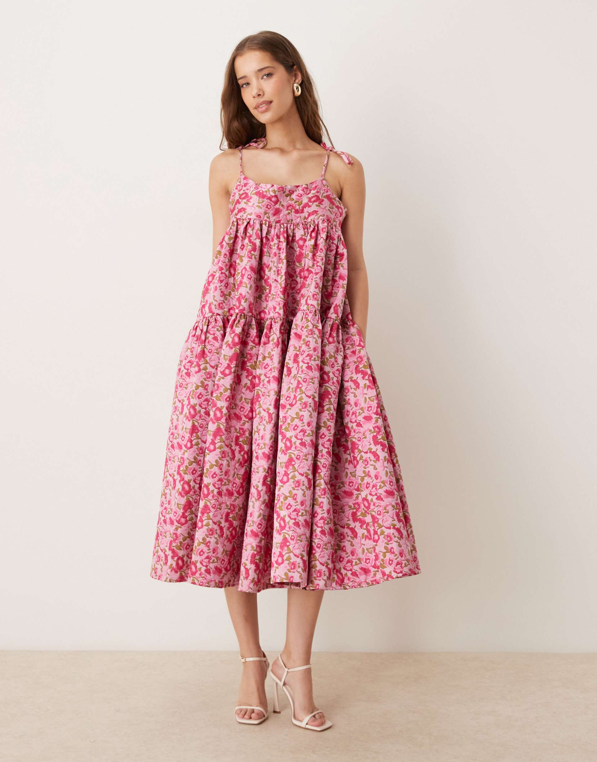 dream sister jane babydoll jacquard midaxi dress in orchid