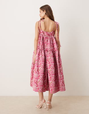 Sister Jane DREAM Tickled Floral Satin-Jacquard Dress