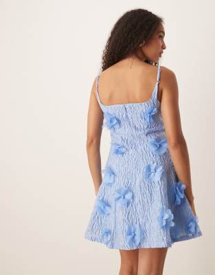 Dream Sister Jane Blooming jacquard mini dress in cornflower blue