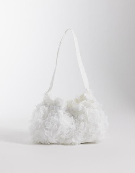 Dream Sister Jane - Borsa da sposa in tulle bianco a fiori con petali di fiori - view 1