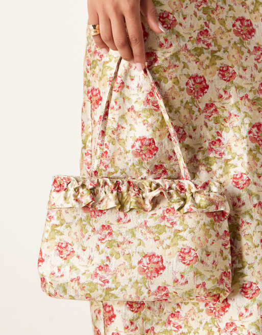 Dream Sister Jane - Borsa in jacquard con volant decorativi con stampa a fiori