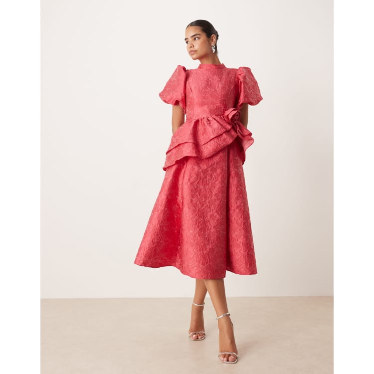 sister jane rose tiered dress 刺繍 Sister Jane Dream Rosette Trapeze Midaxi Dress in Pink | Lyst