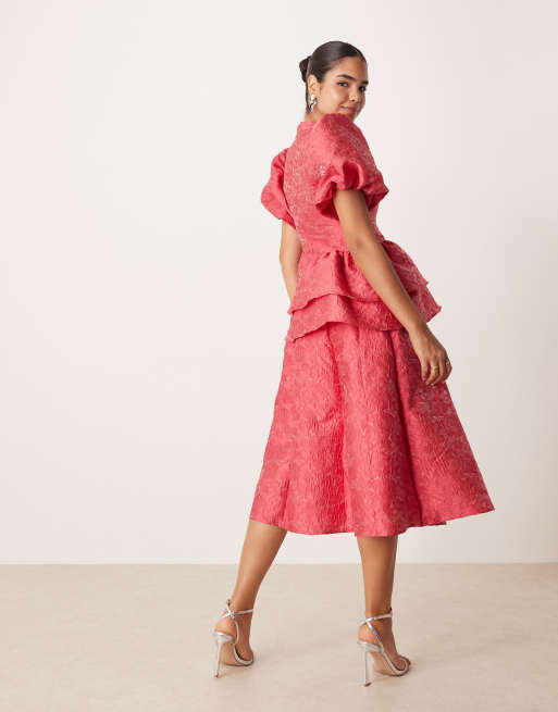 Dream Sister Jane boudoir jacquard midi dress with rosette