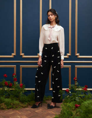 Dream Sister Jane Bow Embellished High Waisted Trouser Coord In Black - Asos High Waist Trouser New In 25th October 2024