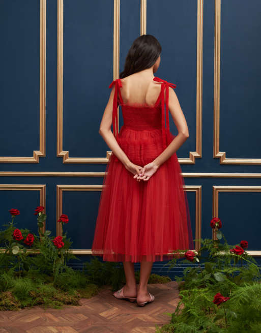 Asos red tulle dress clearance