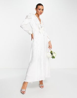 Dream Sister Jane Bridal 80s maxi dress in floral jacquard - ASOS Price Checker