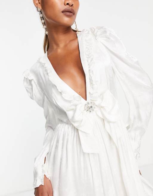 Dream Sister Jane Bridal 80s maxi dress in floral jacquard | ASOS