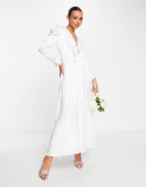 Dream Sister Jane Bridal 80s maxi dress in floral jacquard | ASOS