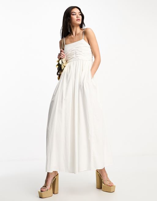 Strapless maxi deals dress with pockets