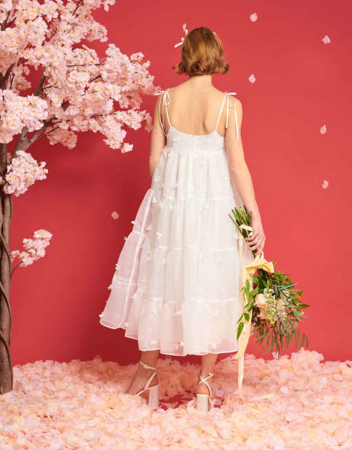 Dream Sister Jane Bridal bow tiered midi dress in ivory co ord ASOS