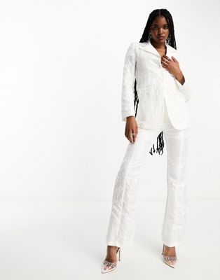 Dream Sister Jane Bridal floral jacquard trouser suit co-ord in ivory - ASOS Price Checker