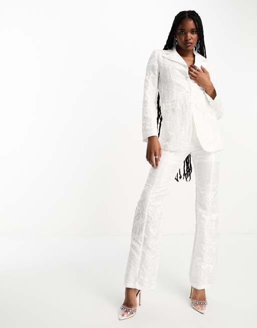 Dream Sister Jane Bridal floral jacquard pants suit in ivory - part of a set