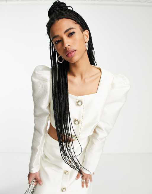 Dream Sister Jane bridal long sleeve square neck blouse - part of a set
