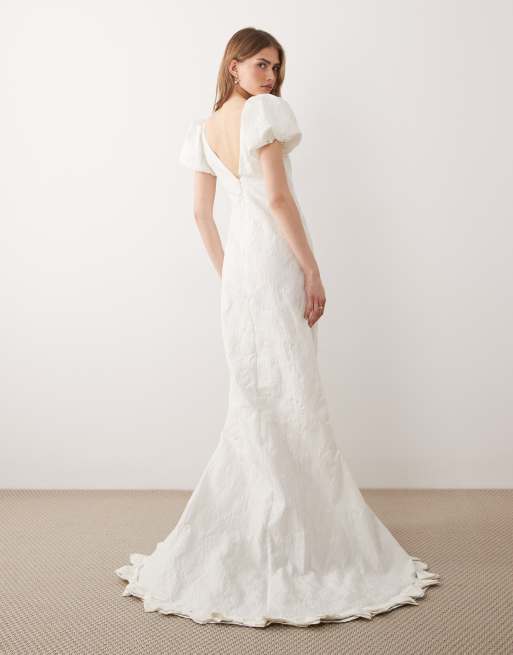 Dream Sister Jane – Bridal – Maxi-Brautkleid aus Jacquard in Weiß mit Schleife, 3 von 4