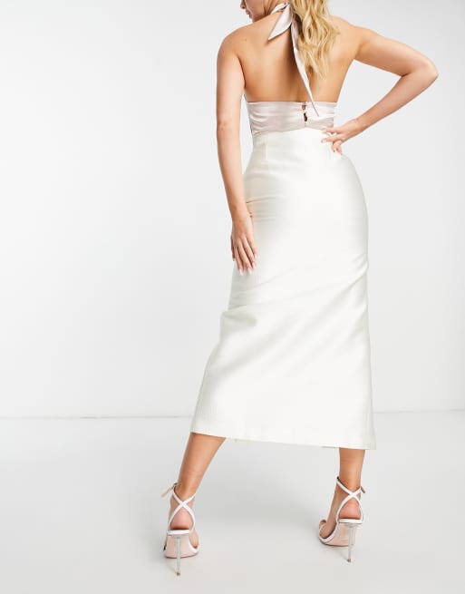 Dream Sister Jane bridal midi skirt with split co-ord in ivory, 2 of 4