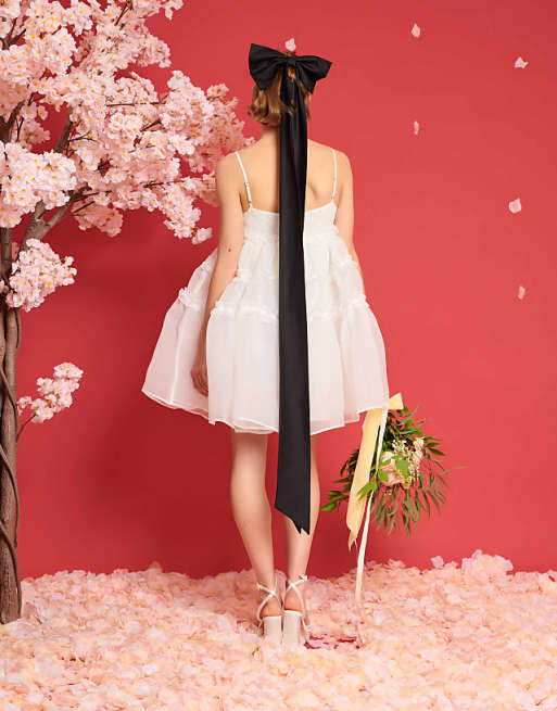 Dream Sister Jane Bridal organza mini dress in ivory - part Dream Sister Jane Bridal organza mini dress in ivory - part