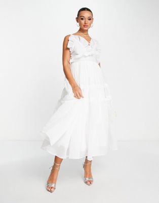 Dream Sister Jane Bridal tiered cami dress with frill edges
