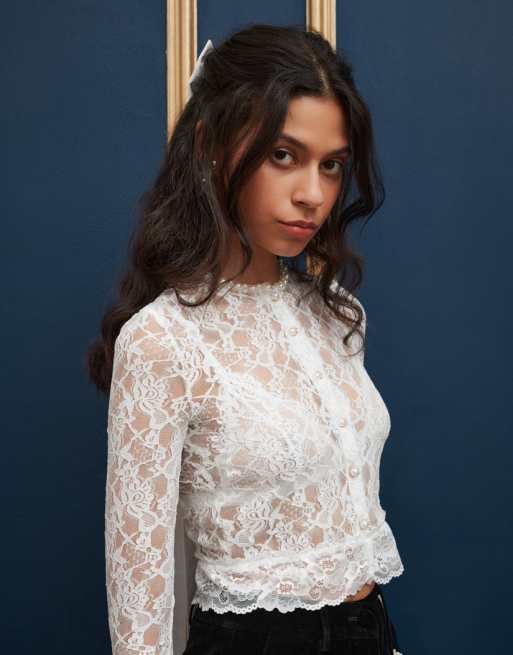 Dream Sister Jane button up lace top in ivory (part of a set)