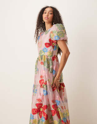 Sister Jane Dream  Camellia Jacquard Maxi Dress And Red Floral