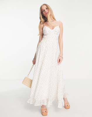 sister jane Dream Sister Jane cami maxi dress in delicate rose print-White