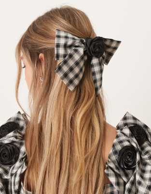 sister jane Dream Sister Jane check print hair bow co-ord in black and white