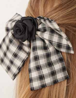 Sister Jane Dream  Check Print Hair Bow In Black