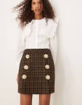[sister jane] Dream Sister Jane check print mini skirt in brown L Brown Check
