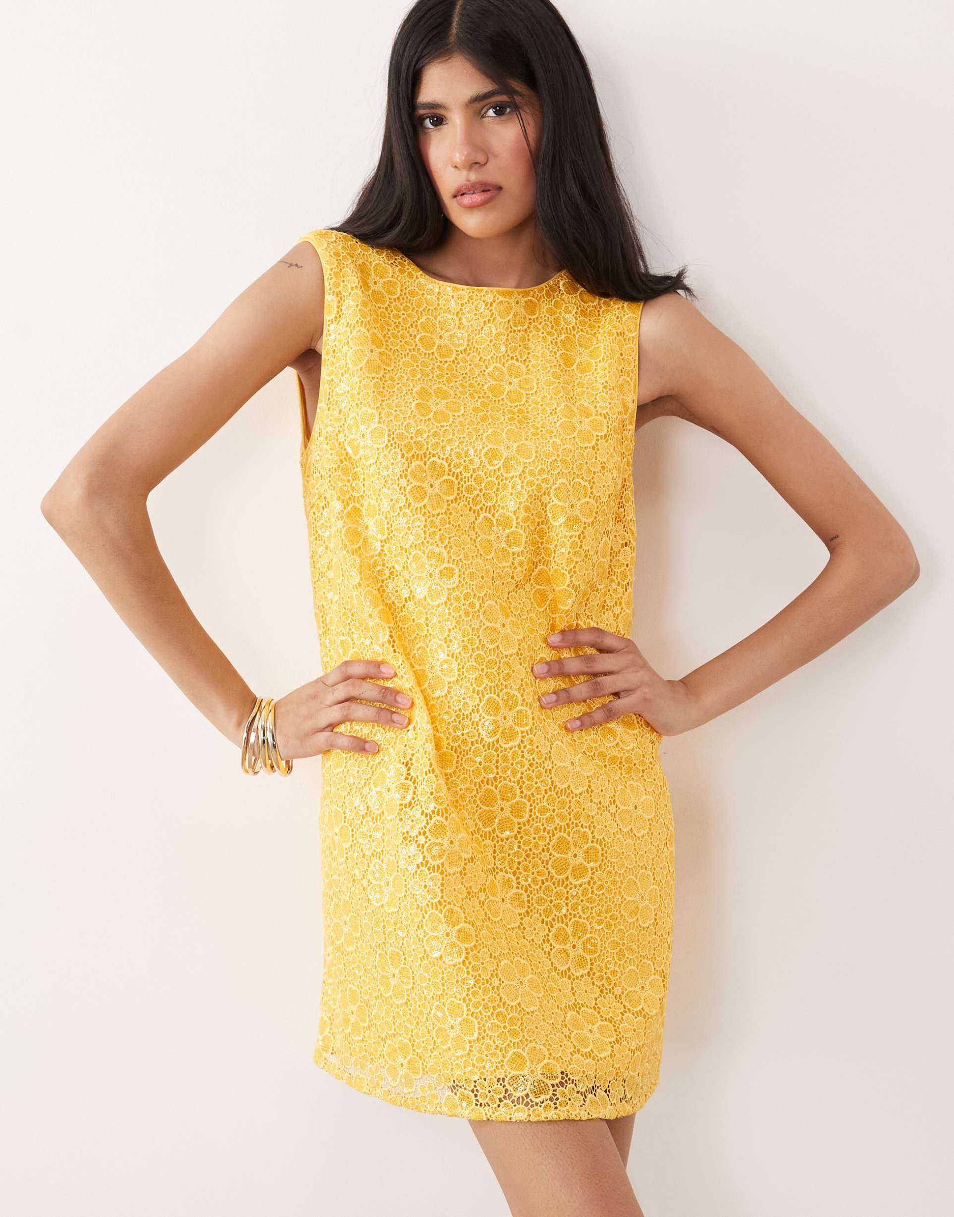 dream sister jane citrus sequin round neck sleeveless mini dress in orange