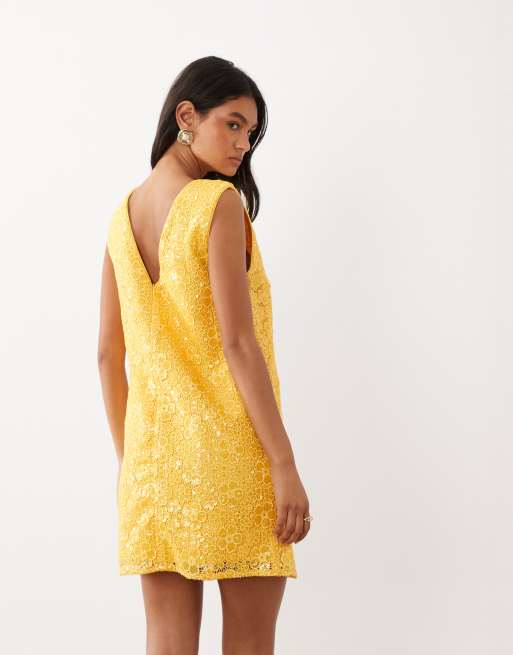Dream Sister Jane citrus sequin round neck sleeveless mini dress in orange, 4 of 4