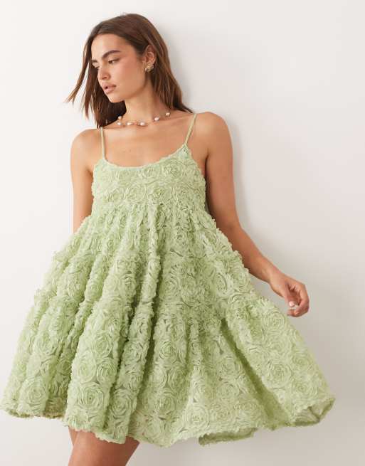 Dream Sister Jane Clover organza detail scoop neck cami mini dress in light  green | ASOS