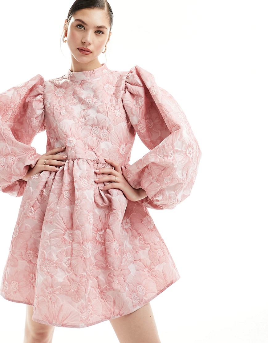 Dream Sister Jane Collectors jacquard mini dress in ballerina pink