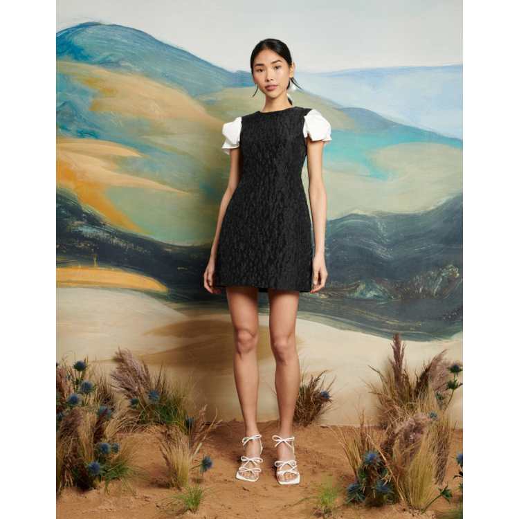 シスター ジェーン(sister jane) DREAM Mini Dress Dream Sister Jane contrast puff sleeve mini dress in black