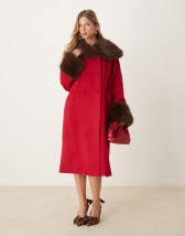 【英国発Sister Jane】Sculpture faux fur-trimmed felt coat Sister Jane Coats for Women | Online Sale up to 56% off | Lyst