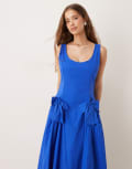[sister jane] Dream Sister Jane drop hem bow midaxi dress in cobalt-Blue XS Cobalt