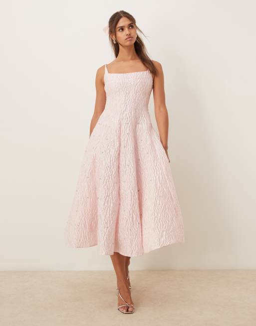 Dream Sister Jane drop waist midi dress in pink