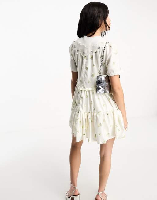 Dream Sister Jane embellished collar mini dress in ditsy floral