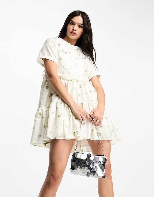 Dream Sister Jane embellished collar mini dress in ditsy floral