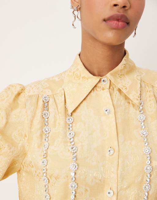 Dream Sister Jane embellished jewel blouse in yellow