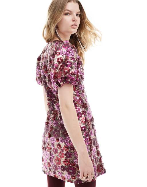 Dream Sister Jane embellished mini dress in and pink and red