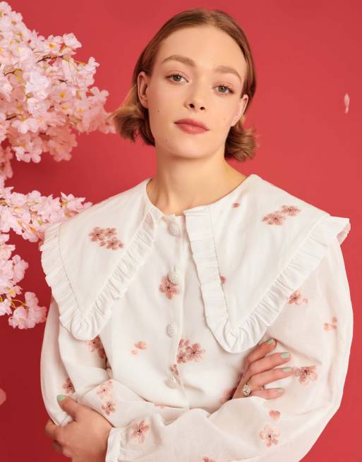 Dream Sister Jane embroidered floral blouse in white, 3 of 4