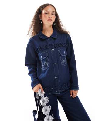 Dream Sister Jane embroidered jacket co-ord in denim - view 1