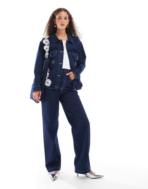 Dream Sister Jane embroidered jeans in denim (part of a set)