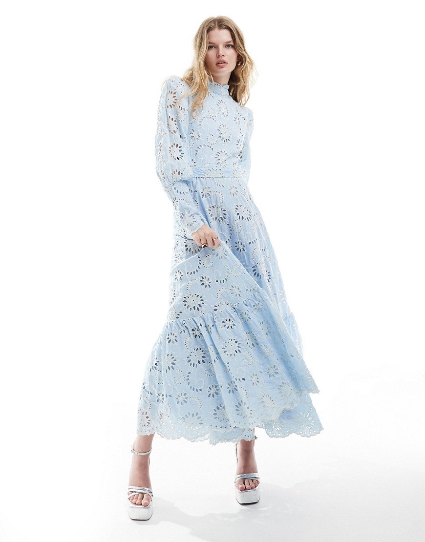 Dream Sister Jane embroidered maxi dress in blue