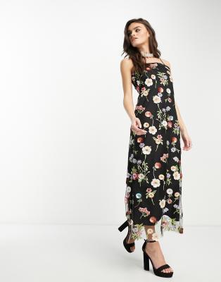 dream floral mesh midi dress