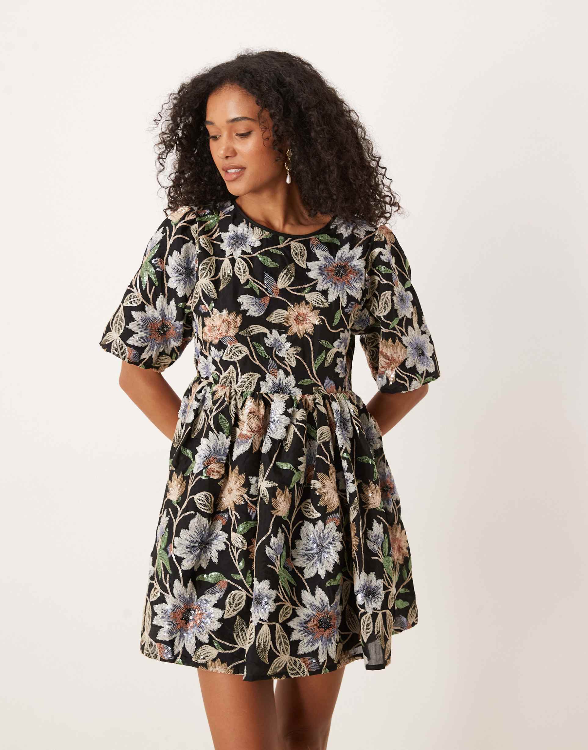 dream sister jane embroidered mini dress in floral