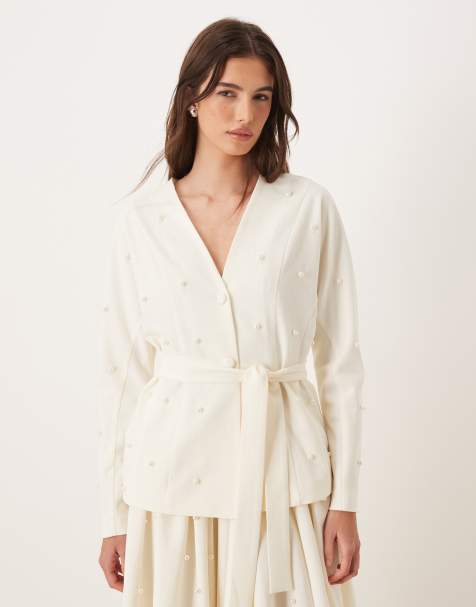 Dream Sister Jane pearl embellished jacket co-ord in ivory