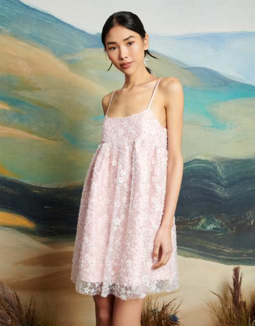 Dream Sister Jane floral beaded mini dress in pink