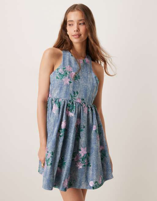 Dream Sister Jane floral embellished smock mini dress in