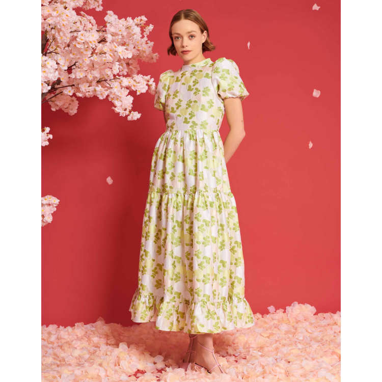 Dream Sister Jane floral jacquard maxi dress in ivory and