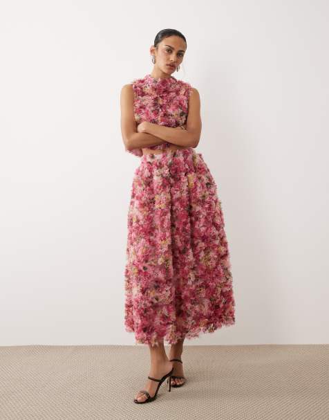 Dream Sister Jane floral tulle midi skirt co-ord in pink